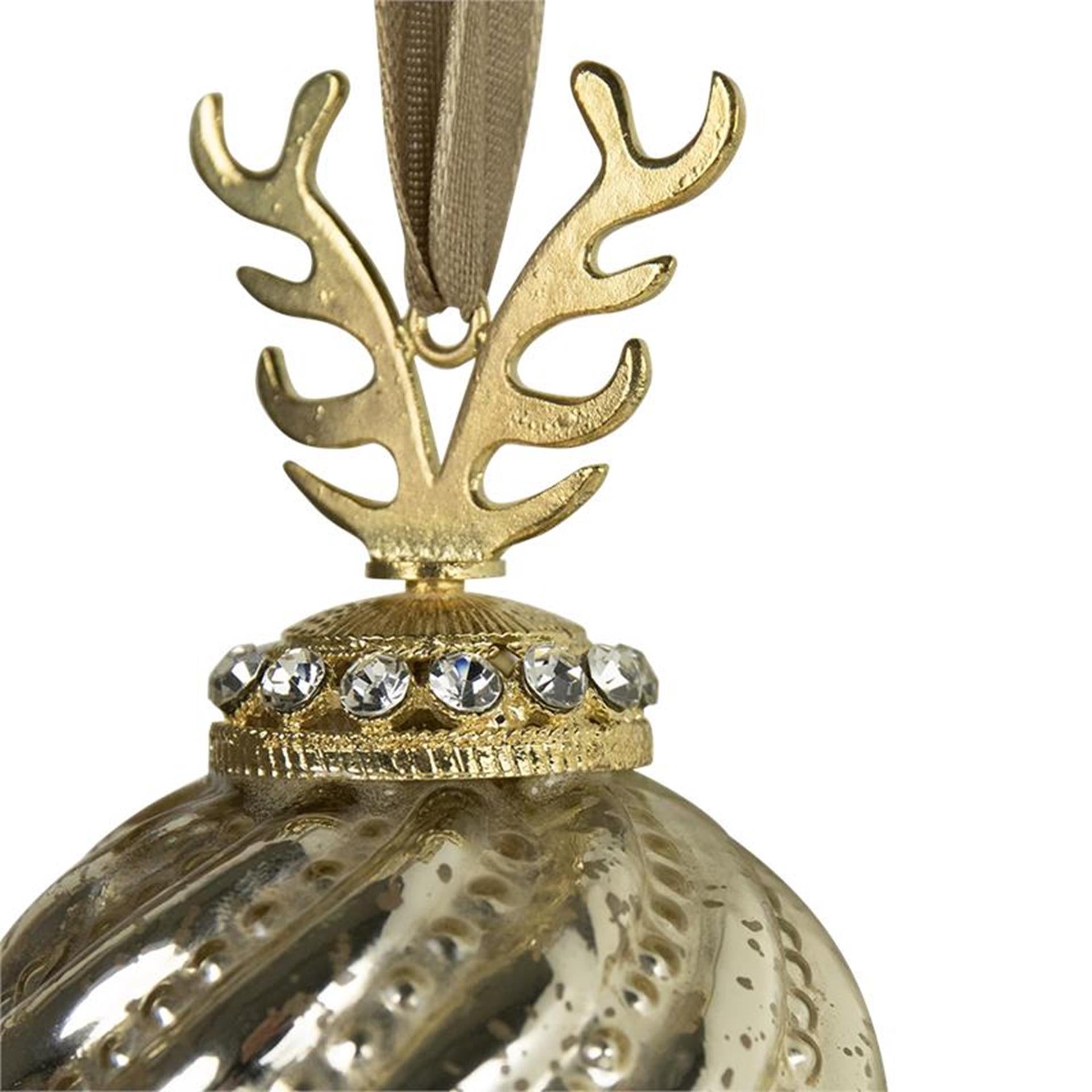 Kerstbal gewei glas goud ø8cm