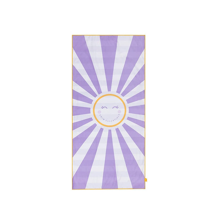 Happy sunshine | paars wit microvezel handdoek 135 x 65 cm