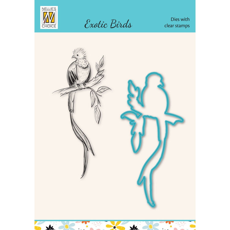 Nellie's choice • cutting die clear stamp exotic birds quetzal