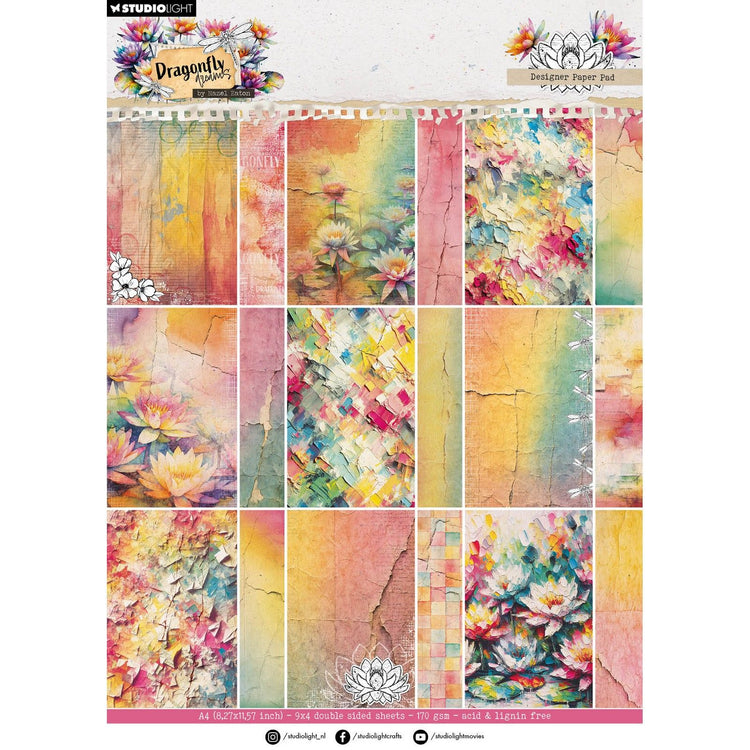 Studio light • hazel eaton designer paper pad background papers dragonfly dreams 210x294x9mm 36 sheets