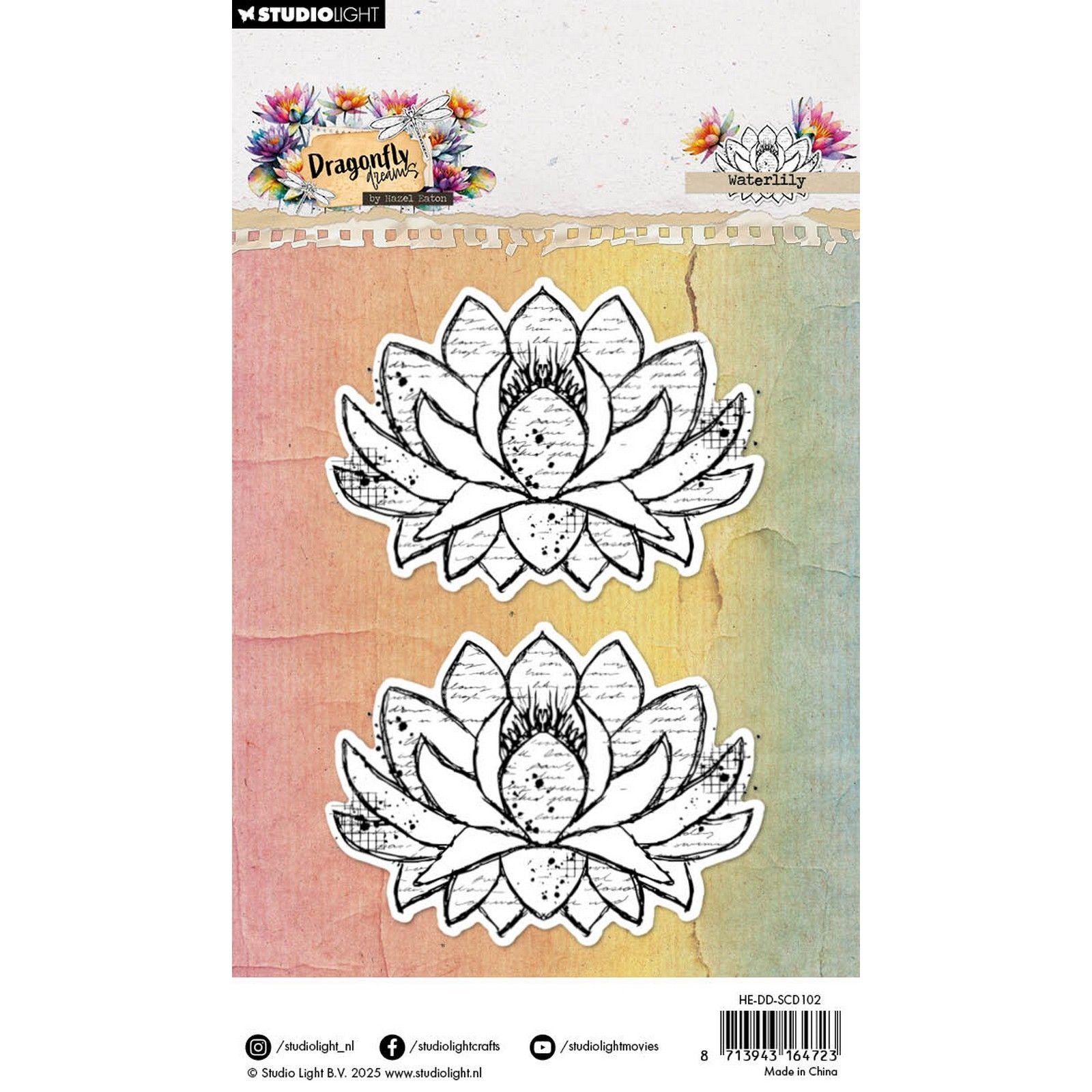 Studio light • hazel eaton stamp cutting die waterlily dragonfly dreams 89x137x3mm 2 pieces