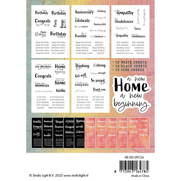 Studio light • hazel eaton sticker paper pad sentiments dragonfly dreams 105x148x3mm 20 sheets