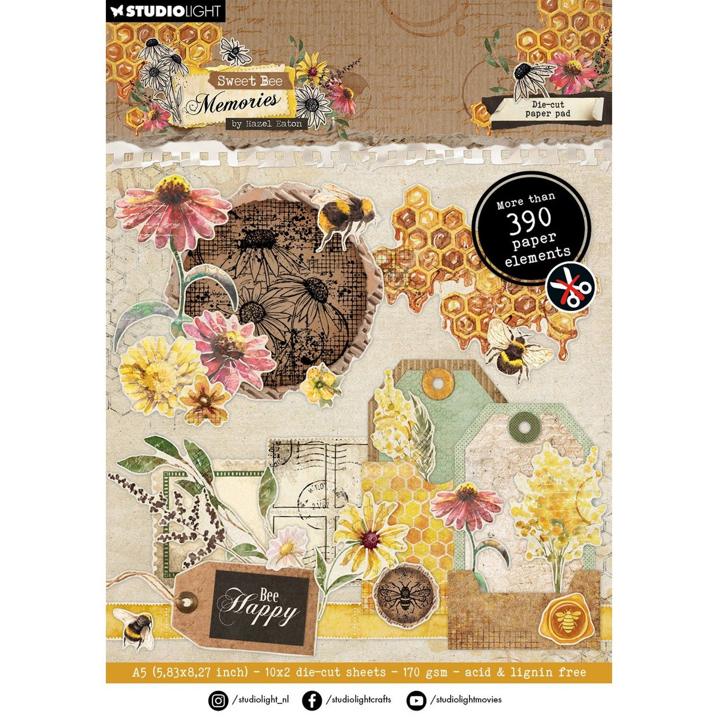 Studio light • sweet bee memories die-cut paper pad paper elements