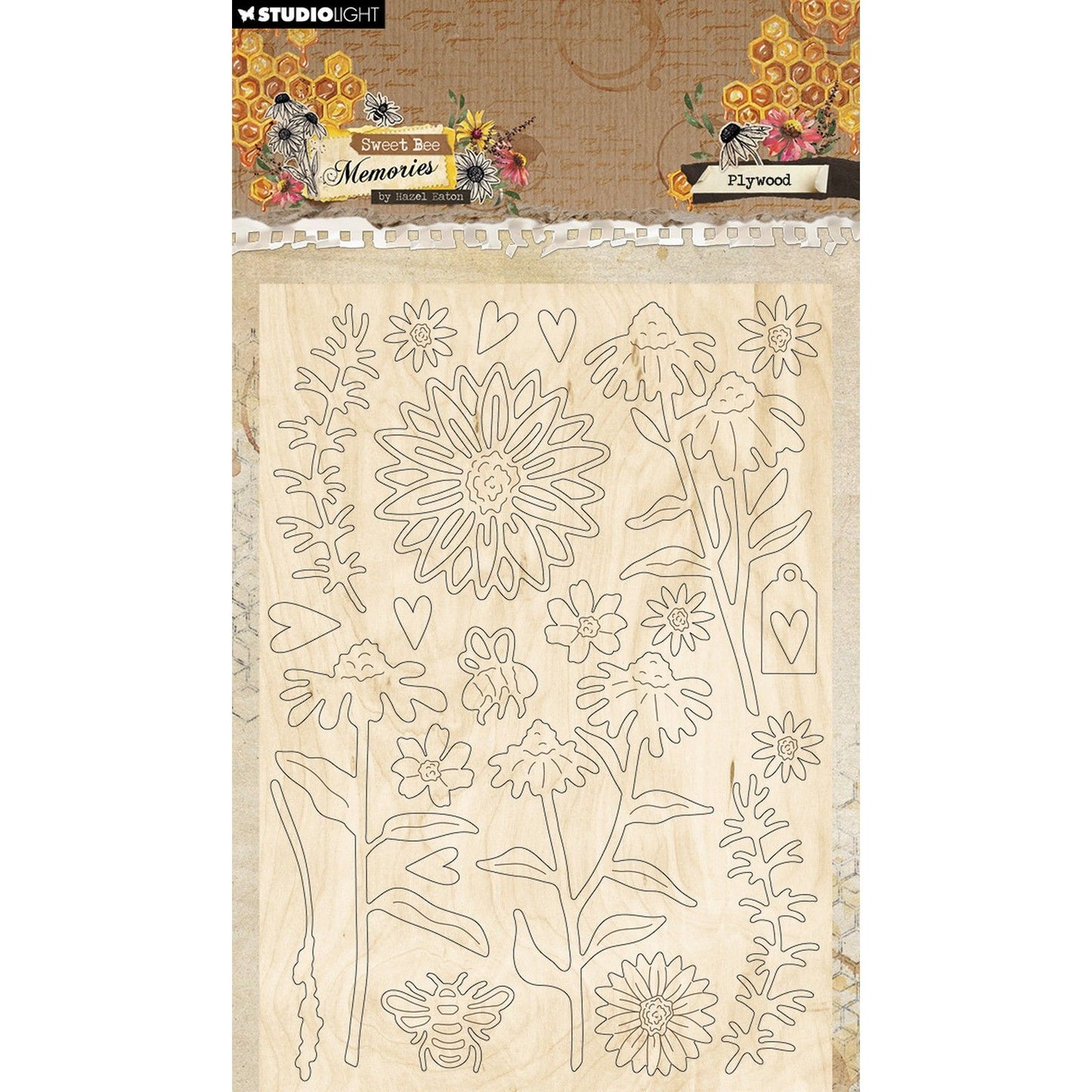 Studio light • sweet bee memories plywood elements florals grunge