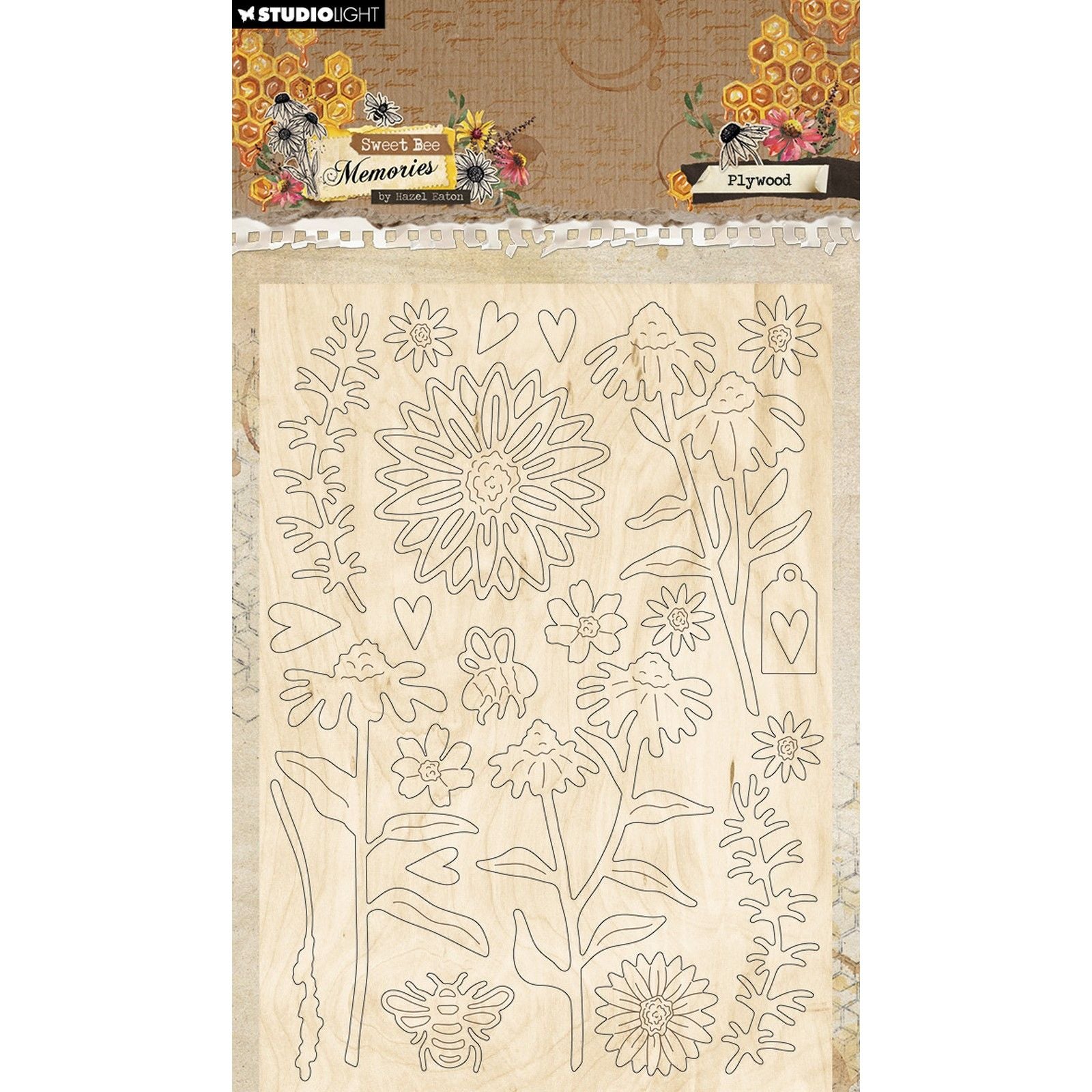 Studio light • sweet bee memories plywood elements florals grunge