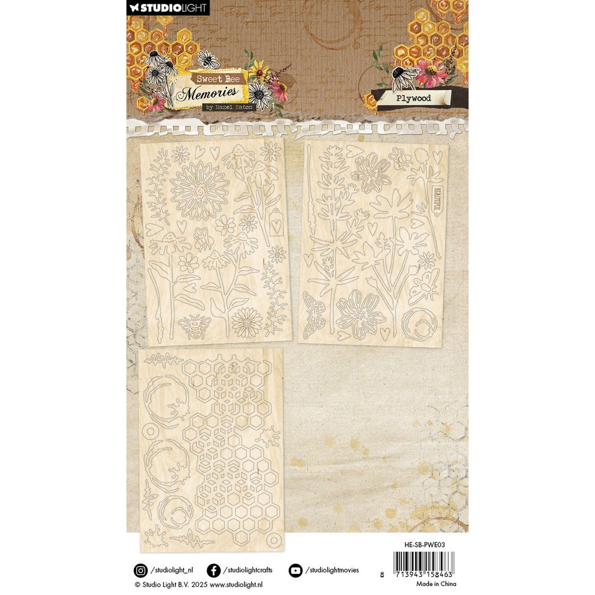 Studio light • sweet bee memories plywood elements florals grunge