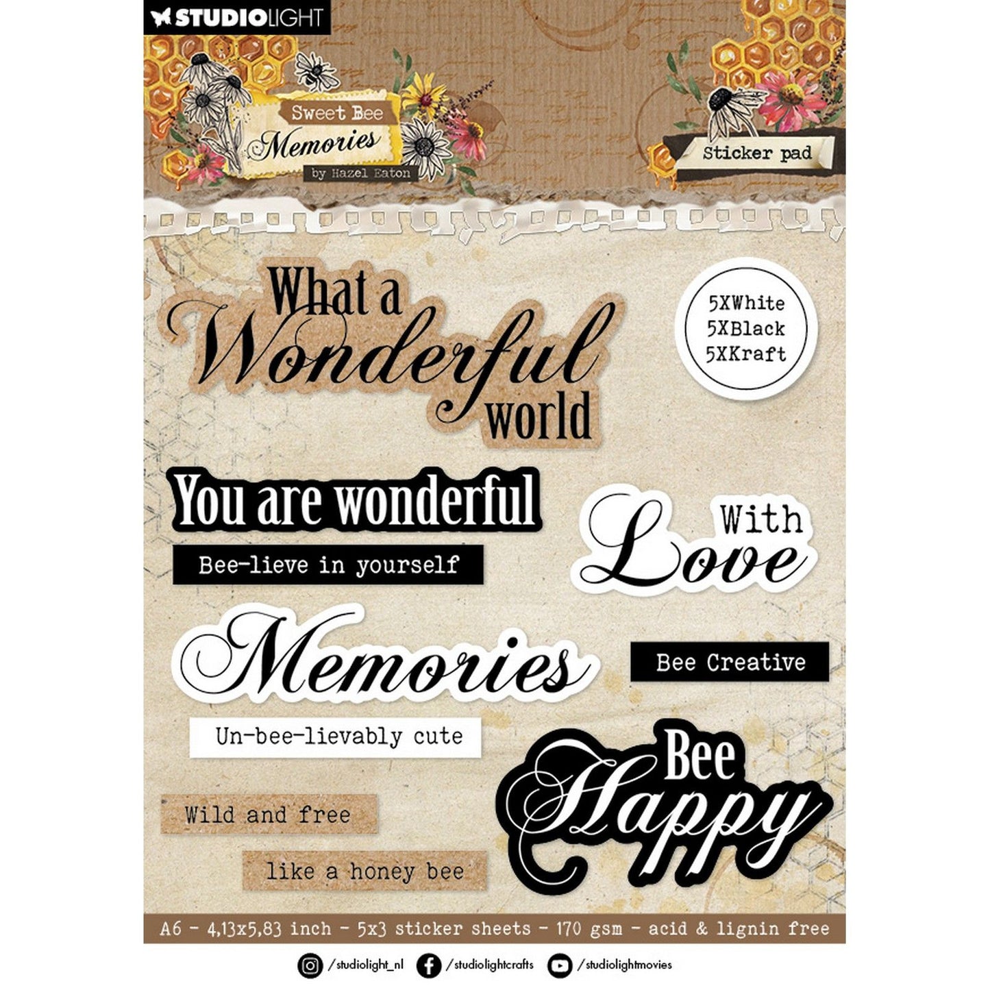 Studio light • sweet bee memories sticker paper pad sentiments