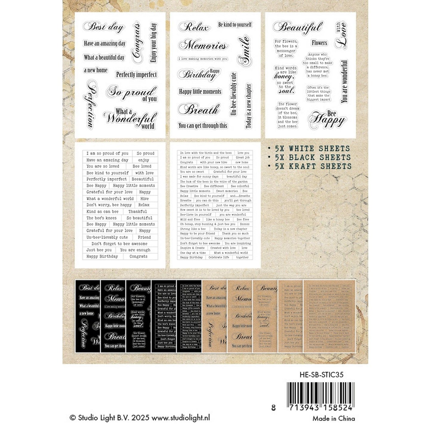 Studio light • sweet bee memories sticker paper pad sentiments