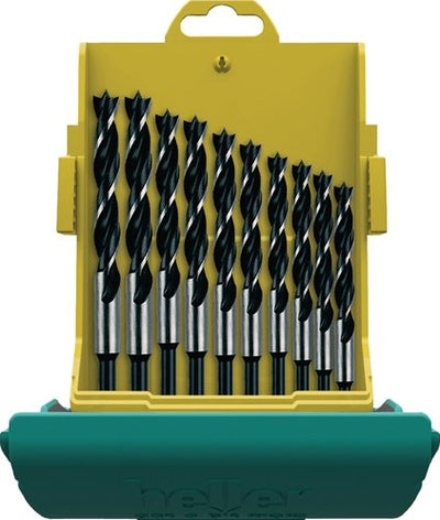 Heller set cv-houtspiraalboren | 10 delig | d. 3, 4, 5, 6, 7, 8, 9, 10, 11, 12 mm | maxxbox chroom-vanadiumstaal | 1 stuk - 24646 - 24646