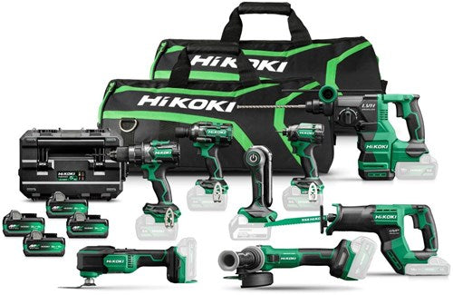 Hikoki kc18h8a-mva4 | multivolt accu combiset 18v 8 machines in draagtas (4x 5.0ah mv a accu + uc18ytsl lader) - kc18h8a-mva4