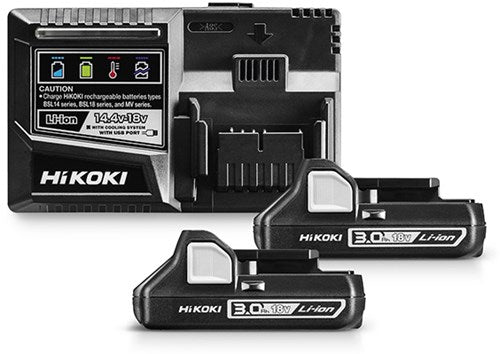 Hikoki uc18ysl3wc2 | boosterpack 3.0 18v (2x 3.0ah accu + snellader) - uc18ysl3wc2