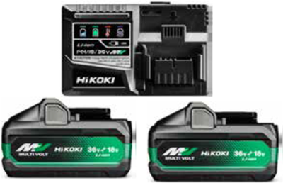 Hikoki uc18ysl3wjz boosterpack multi-volt - 2 x 8ah 18v 4ah 36v + snellader uc18ysl3 - uc18ysl3wjz