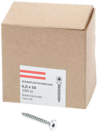 Hoenderdaal spaanplaatschroeven platkop torx verzinkt 6.0x50mm