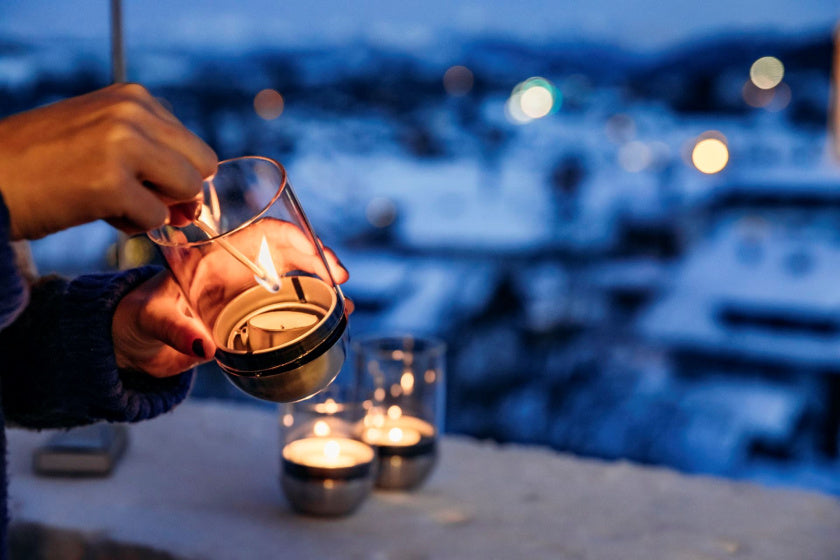 Höfats Gravity Candle windlicht 13 cm zilver