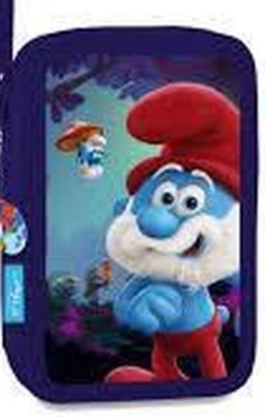 smurfen etui met hoofdsmurf gevuld