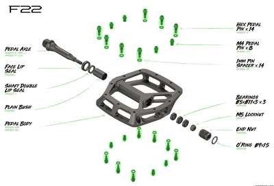 Hope pins for f22 platform pedals