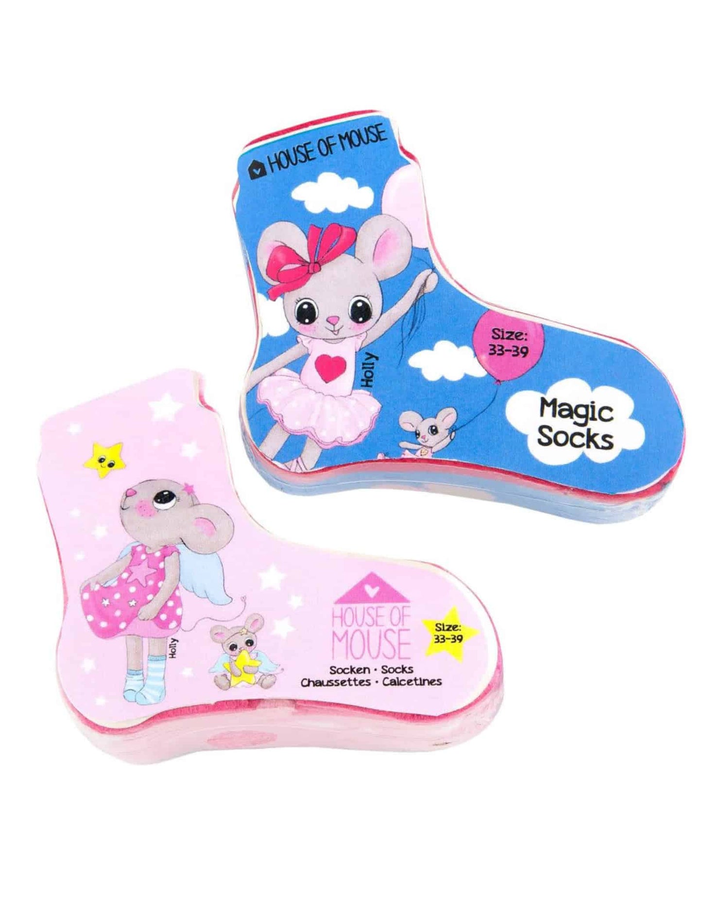 house of mouse magic sokken voor maat 33-39 word geleverd in blauw of roze