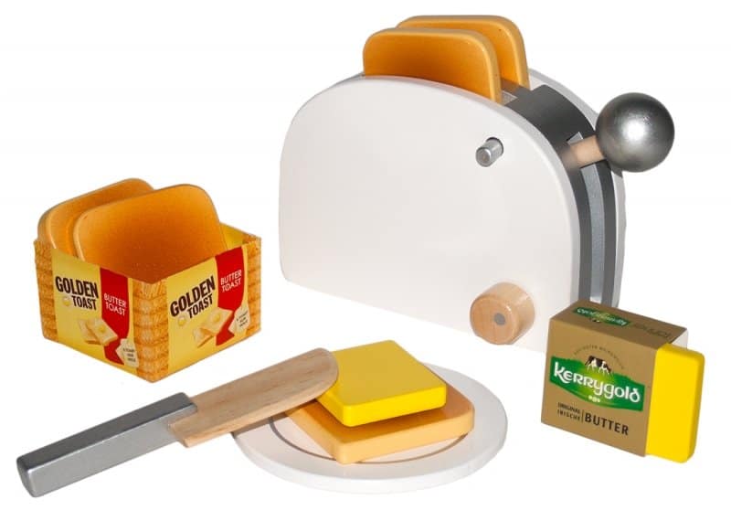 tanner golden toast set, houten broodrooster incl. brood en boter