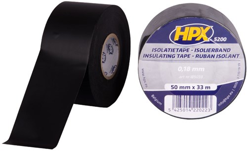 Hpx pvc isolatietape | zwart | 50mm x 33m - ib5033 | 24 stuks ib5033