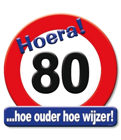 Paperdreams kroonschild verkeersbord 80 jaar 50cm