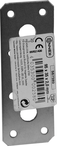 Connex verbindingsplaat 92x35x2 rvs - hvrs1400