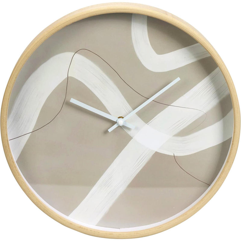 Home styling wandklok hout ø38cm taupe- crème