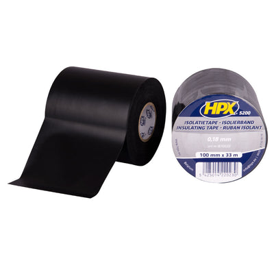 Hpx pvc isolatietape | zwart | 100mm x 33m - ib10033 | 12 stuks ib10033