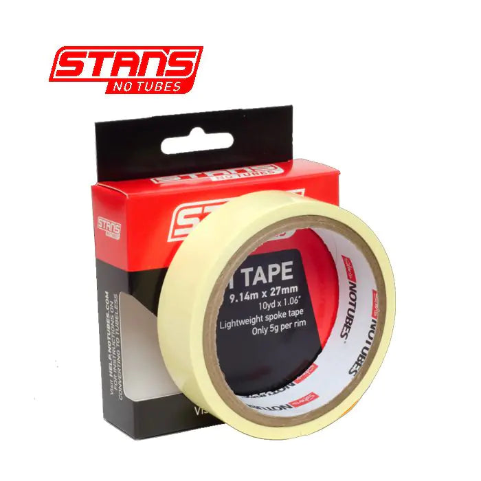 Stans notubes velglint yellowtape 27 mm breed rol 9 meter (10yd) as0083