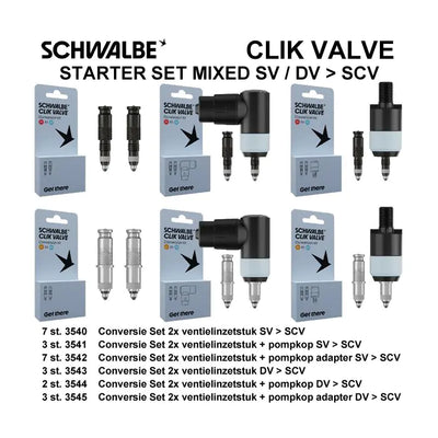 Schwalbe benelux b.v. schwalbe ventiel conversiekit clik sv-scv dv-scv 25-delig