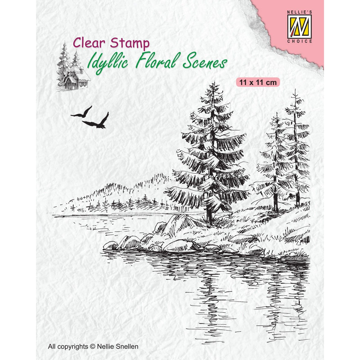 Nellie's choice • idyllic floral scenes clear stempel winter water's edge (110x110mm)