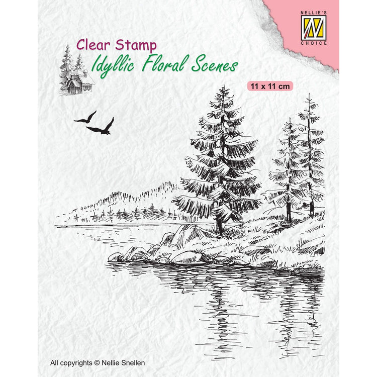 Nellie's choice • idyllic floral scenes clear stempel winter water's edge (110x110mm)