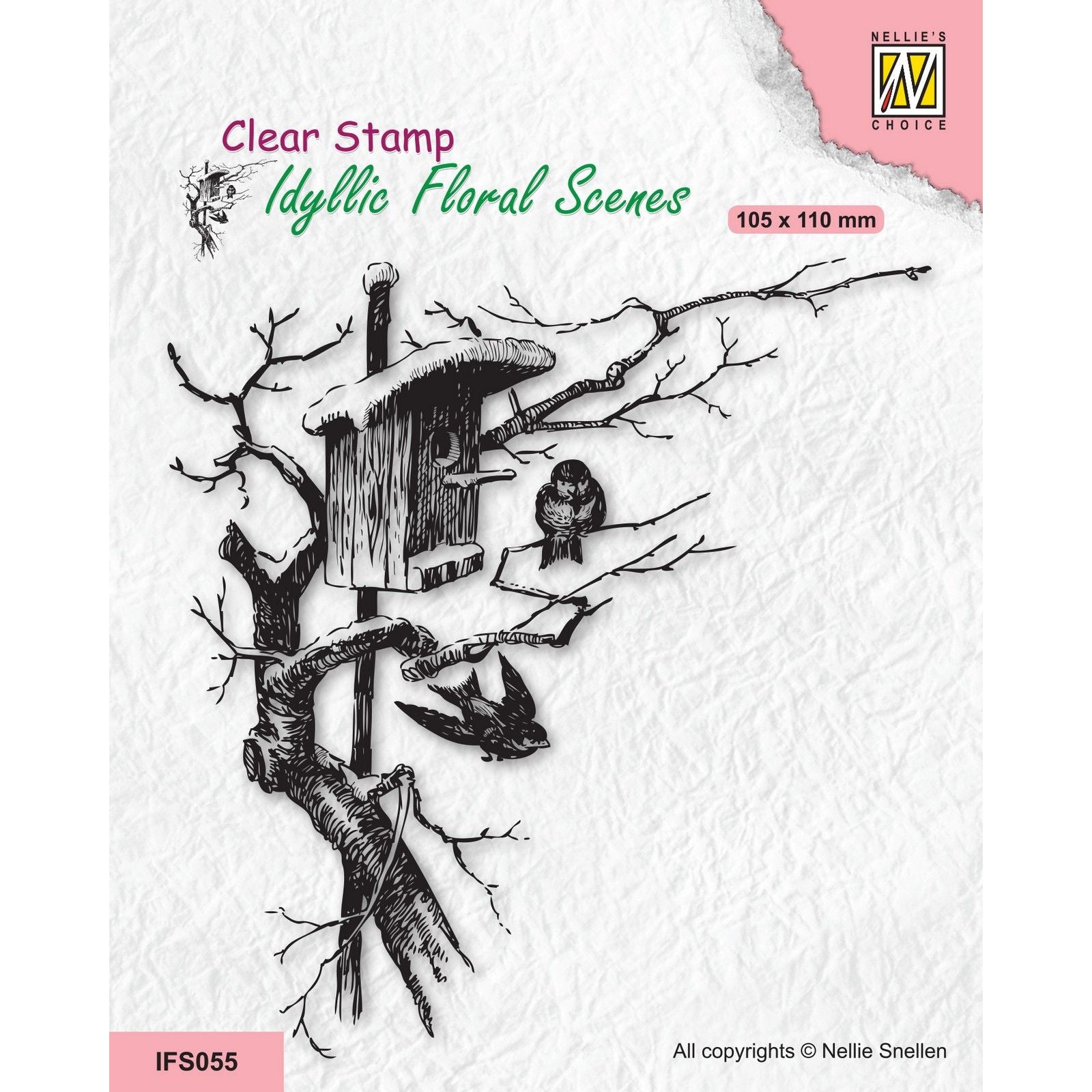 Nellie's choice • idyllic floral scenes clear stempel nesting box with birds