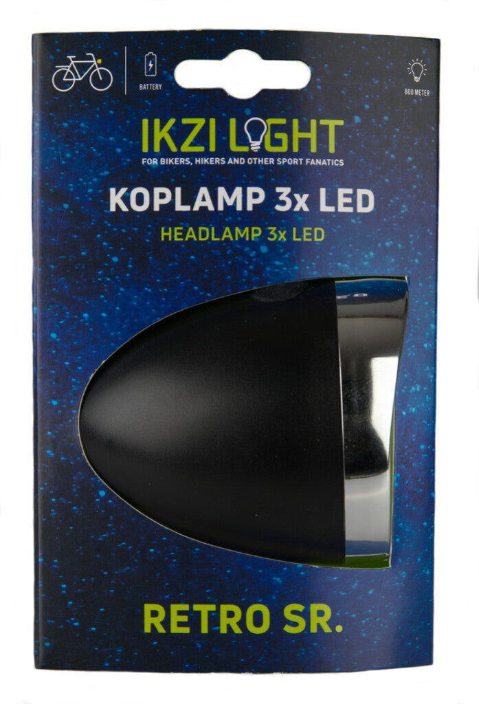 Koplamp Retro LED Zwart Batterij