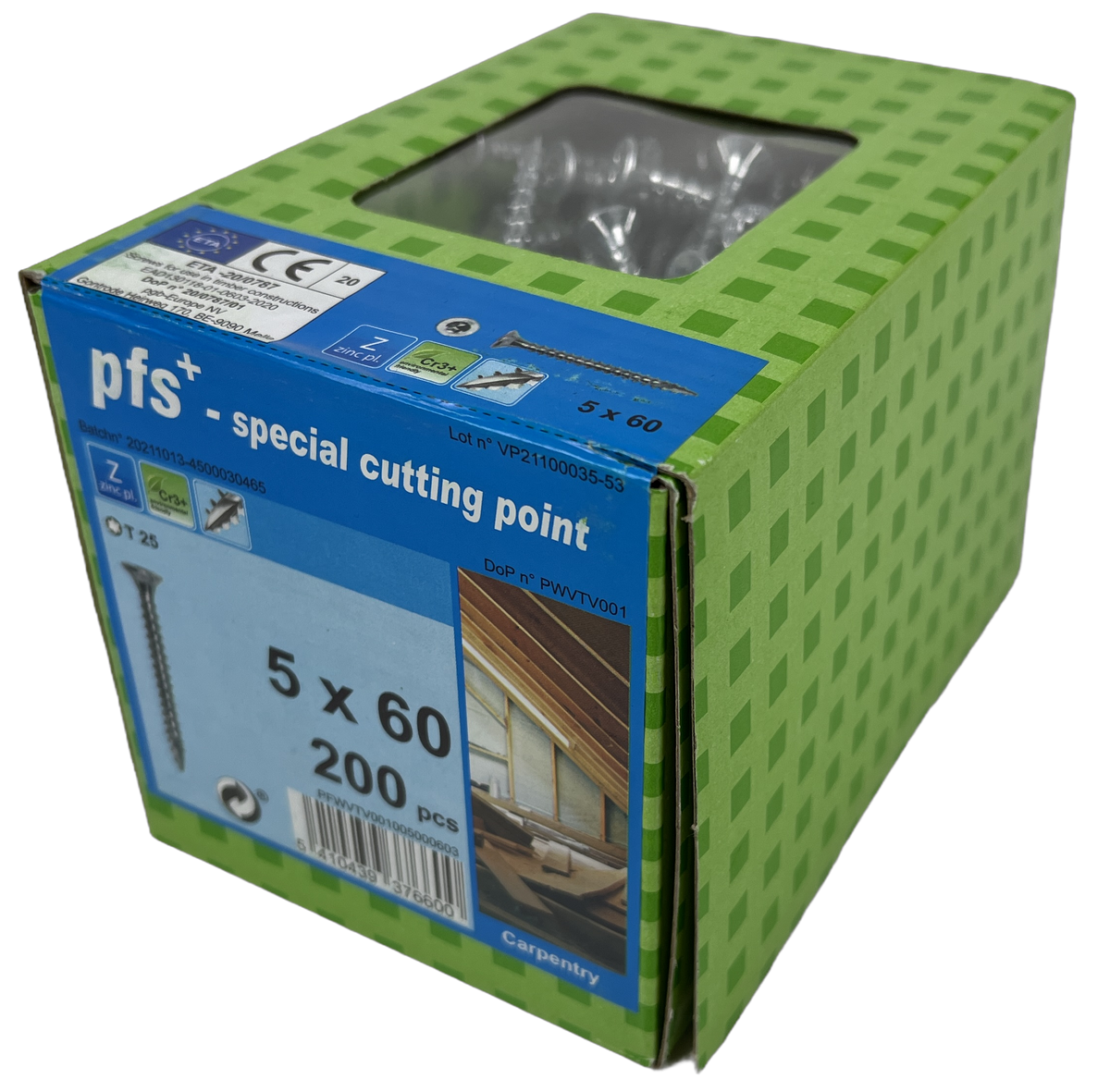 Pgb-europe pfs+ | spaanplaatschroef pfs+ vzk-t ø 5,0x60 zn tx20 – pfwvtv001005000603