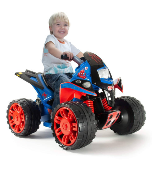 Injusa Spider-Man The accuvoertuig quad 12V blauw rood