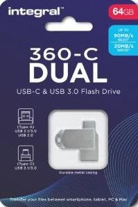 Enzo integral usb stick 64gb metal dual usb-c en usb 3.0 - 9500285