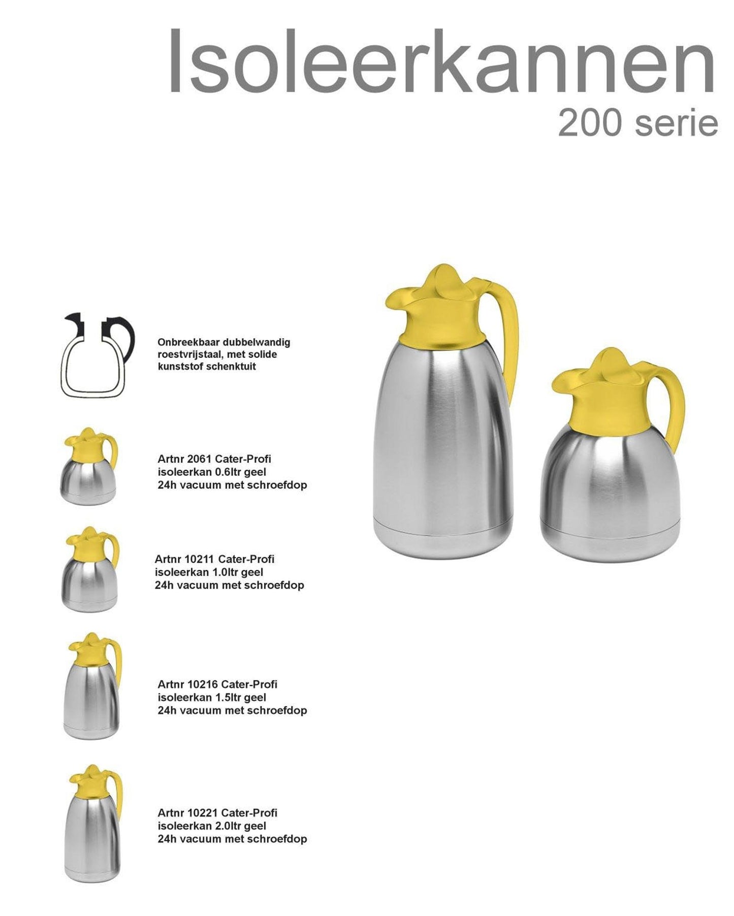Cater-profi isoleerkan rvs met gele schroefdop 1,5l