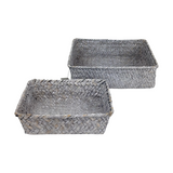 J-line mandenset riet grijs 22x22x7cm - afbeelding 1