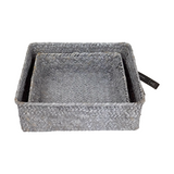 J-line mandenset riet grijs 22x22x7cm - afbeelding 2