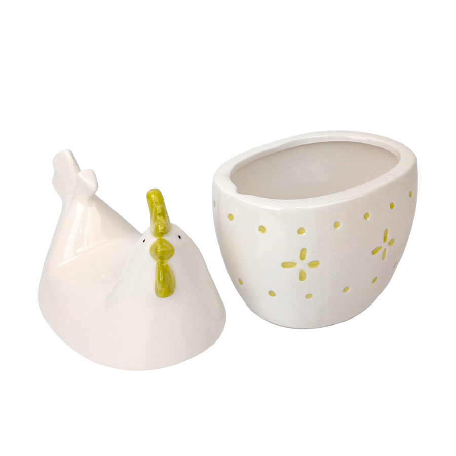 J-line voorraadpot keramisch kip wit 16x11x19cm