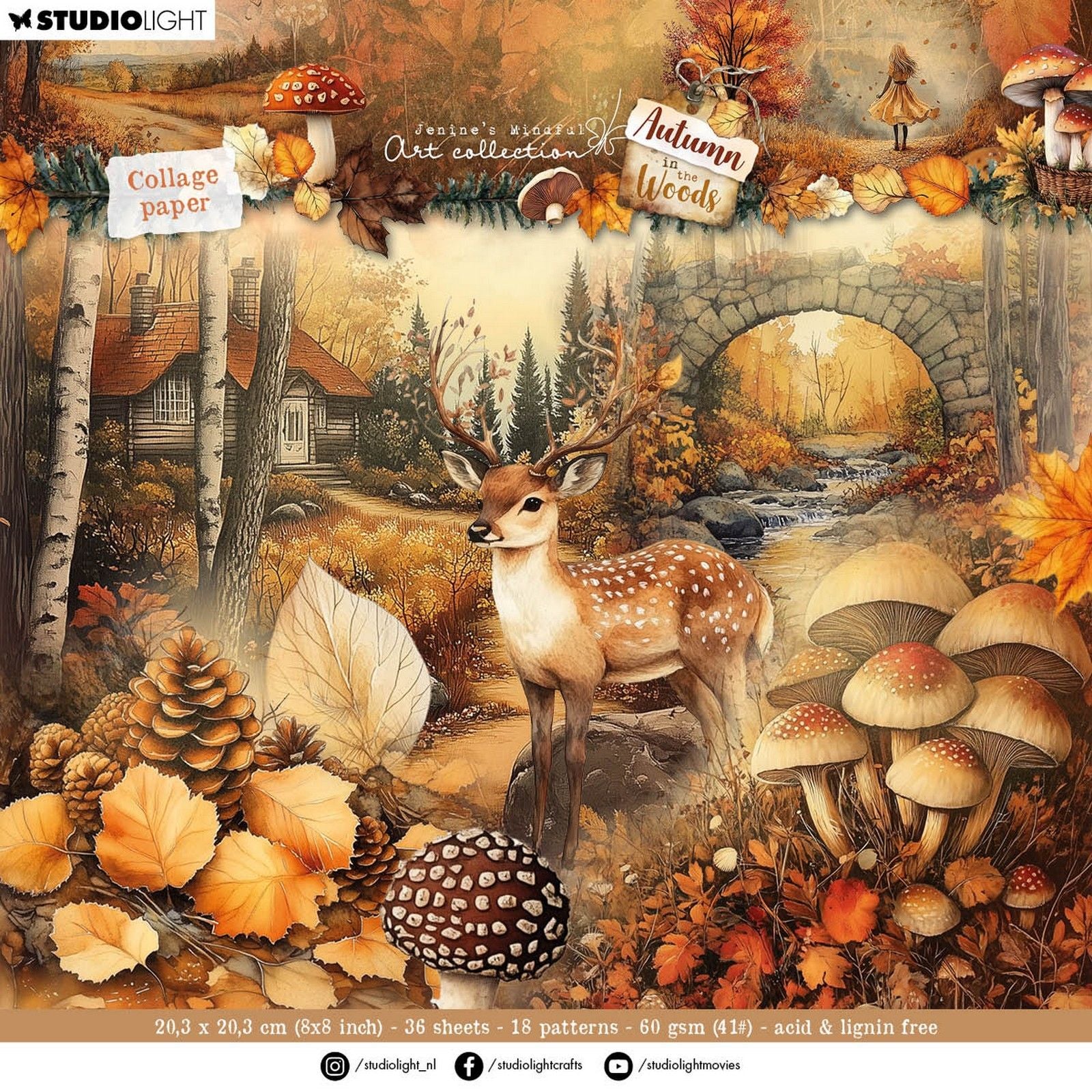 Studio light • jenine's mindful art autumn in the woods collage paper pad backgrounds elements