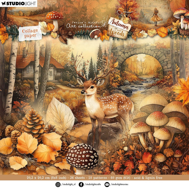 Studio light • jenine's mindful art autumn in the woods collage paper pad backgrounds elements