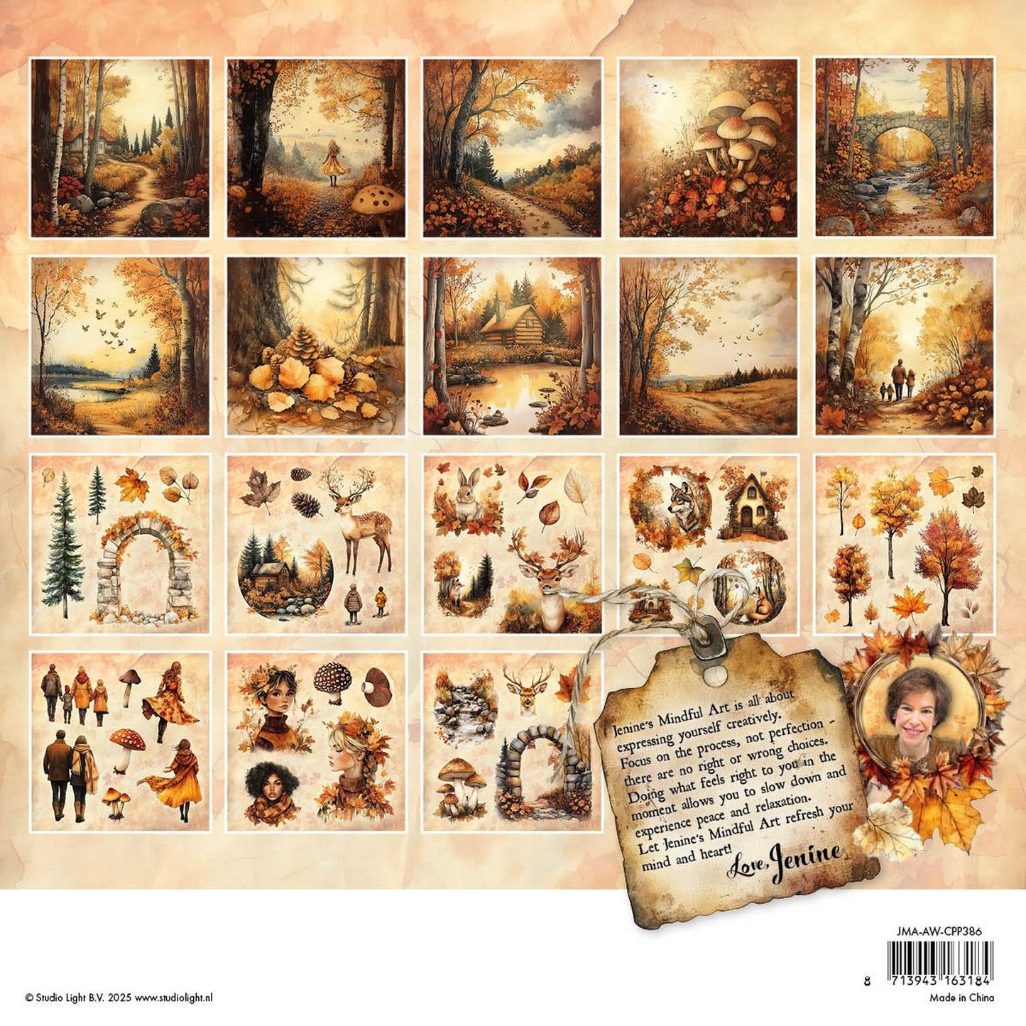 Studio light • jenine's mindful art autumn in the woods collage paper pad backgrounds elements