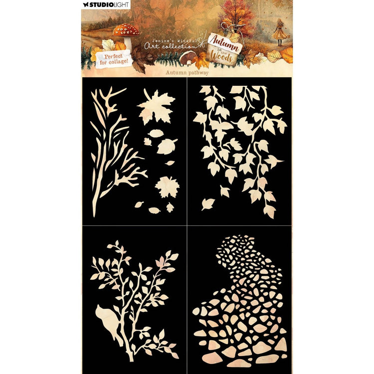 Studio light • jenine's mindful art autumn in the woods mask autumn pathway, 4 masks