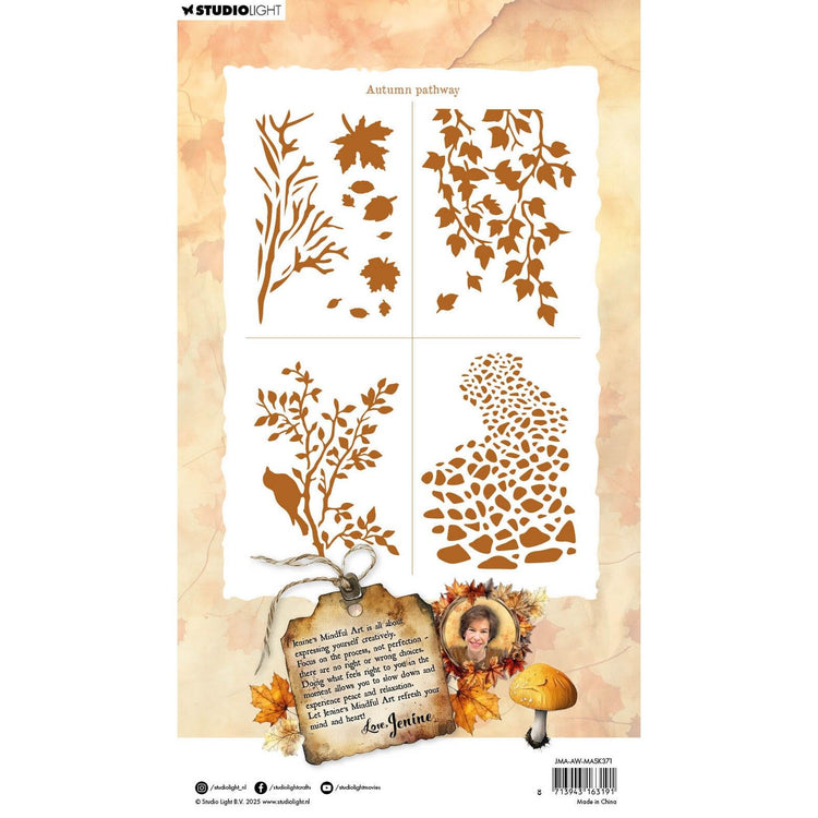 Studio light • jenine's mindful art autumn in the woods mask autumn pathway, 4 masks