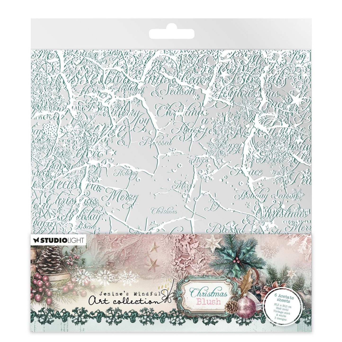 Studio light • jenine's mindful art christmas blush acetate sheets white vintage mint