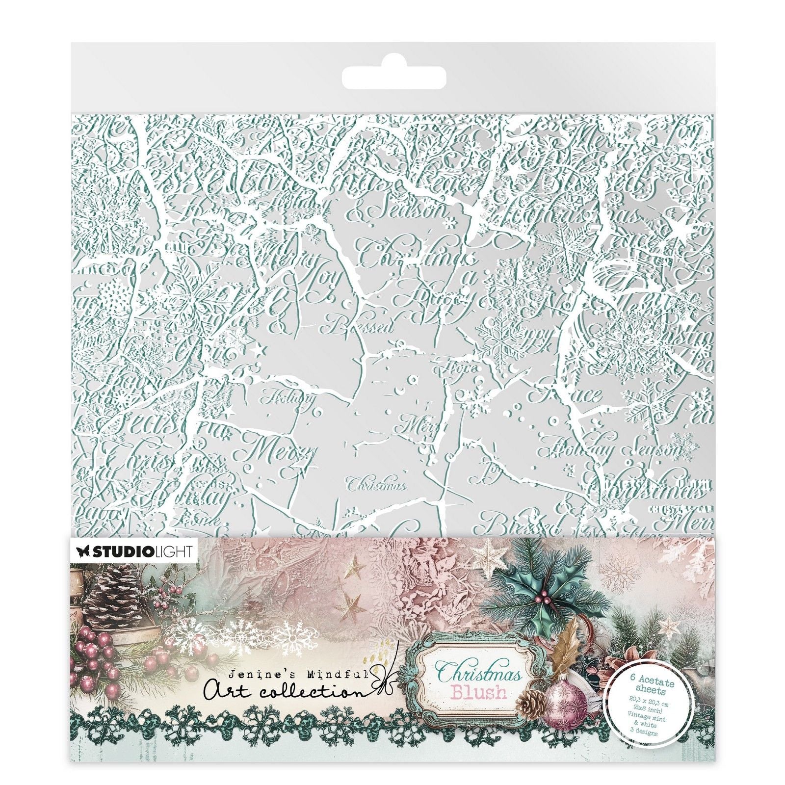 Studio light • jenine's mindful art christmas blush acetate sheets white vintage mint