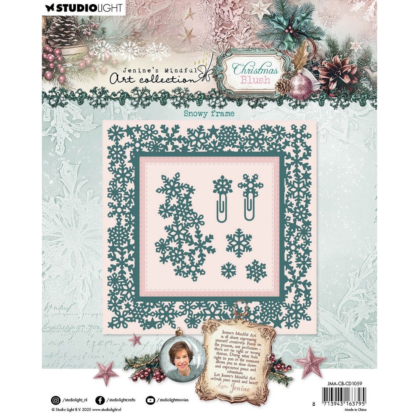 Studio light • jenine's mindful art christmas blush cutting die snowy frame