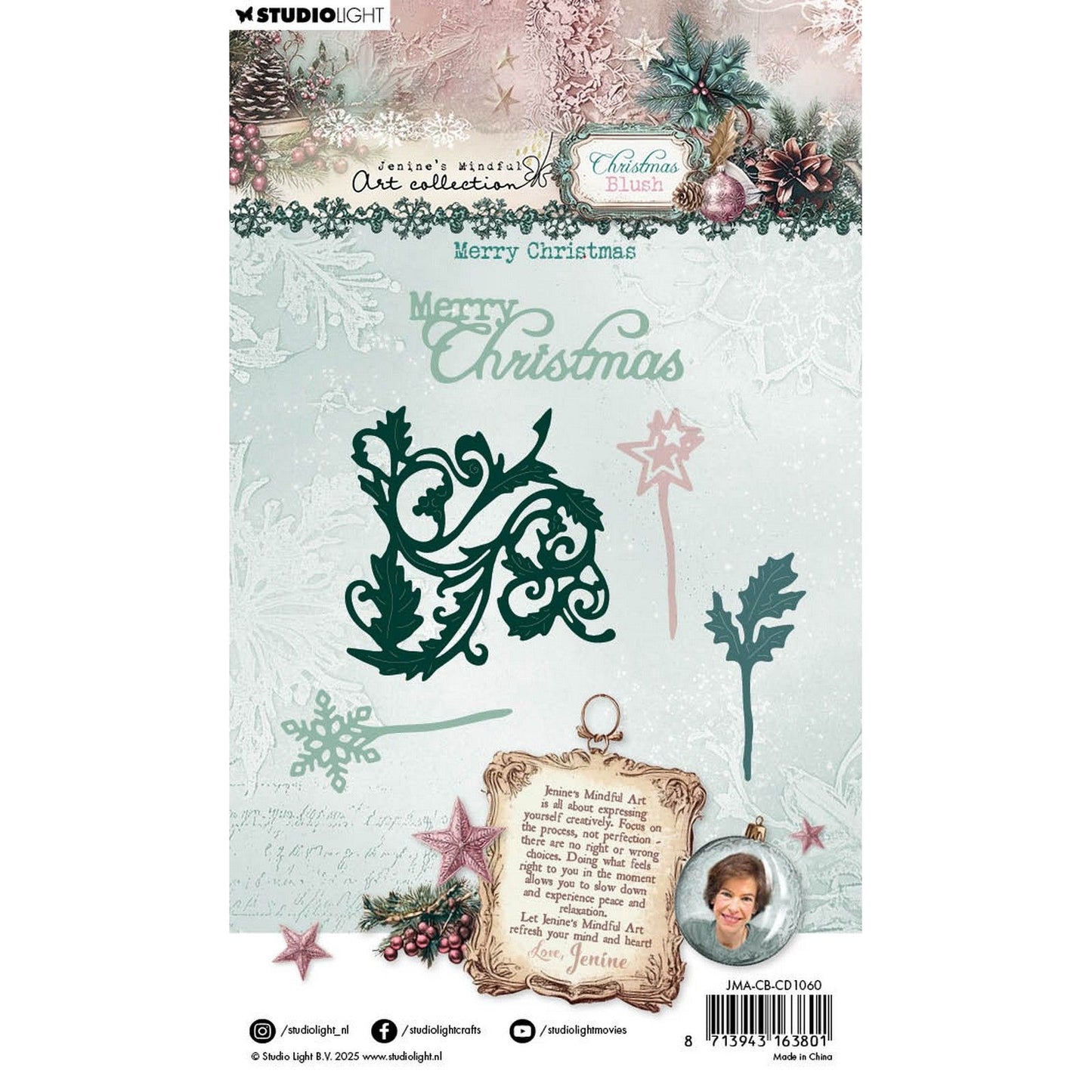 Studio light • jenine's mindful art christmas blush cutting die merry christmas