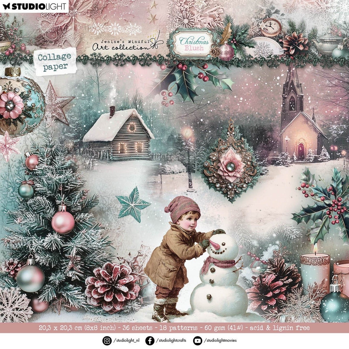 Studio light • jenine's mindful art christmas blush collage paper pad backgrounds elements